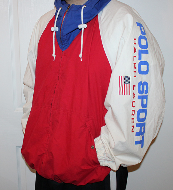 Vintage Polo Sport Ralph Lauren Red / White / Blue Spell-Out Light Cotton  Jacket (Size XL) — Roots